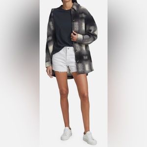 NWT AG-ED Hailey Cutoff White Boyfriend Denim Stretch Shorts Size 32